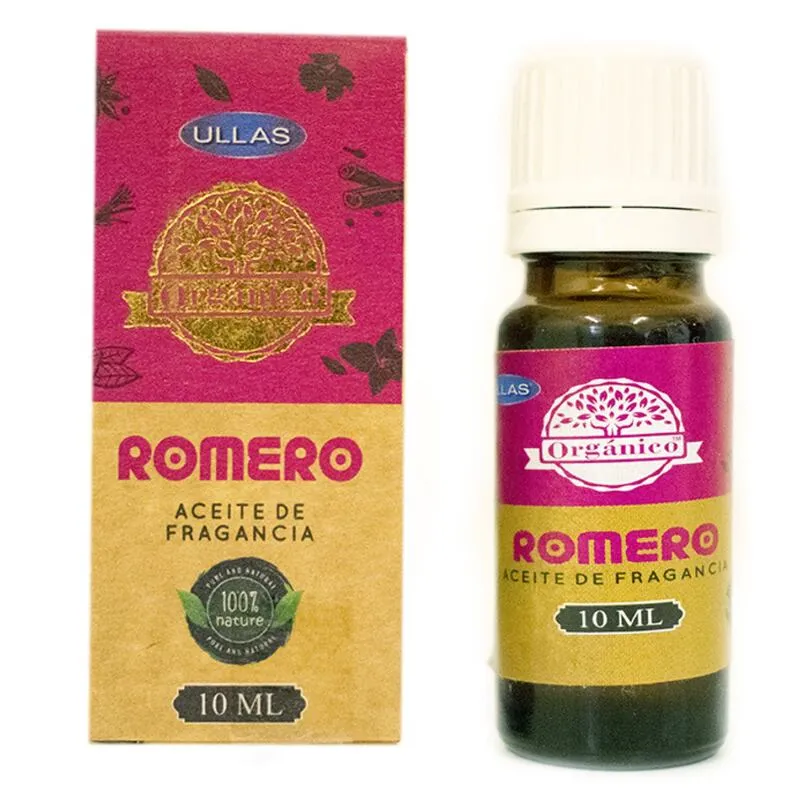 BOTE 10 ML ACEITE ESENCIAL ORGÁNICO MARCA ULLAS: ROMERO (AMBIENTADOR)