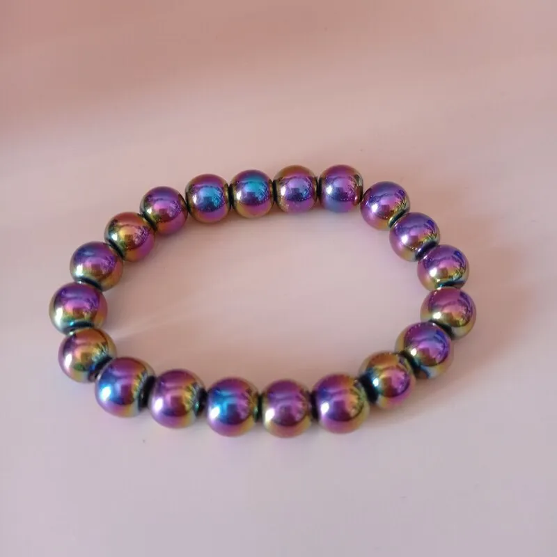 Pulsera Piedra Natural HEMATITE ARCOIRIS 10mm