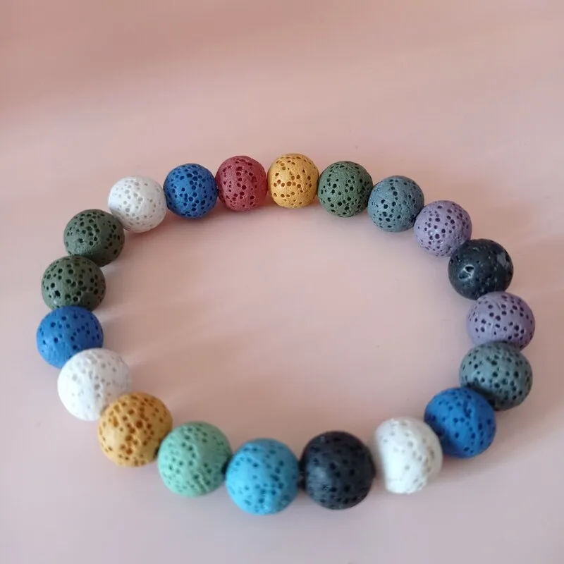 Pulsera Piedra Natural ROCA VOLCÁNICA DE COLORES 10mm