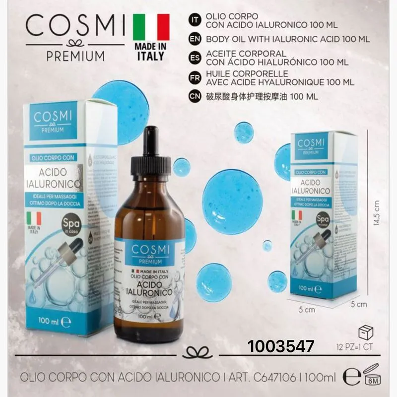 ACEITE CORPORAL COSMI PREMIUM OLIO CON ÁCIDO HIALURÓNICO 100ML