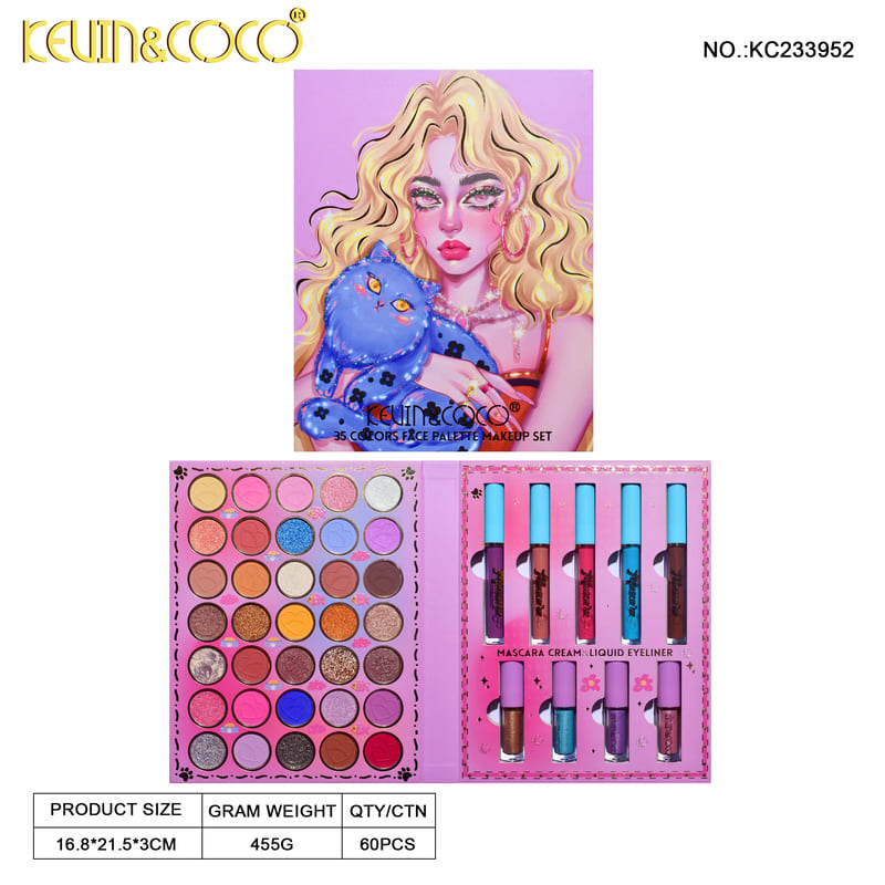 KEVIN&COCO SET DE MAQUILLAJE CREATIVO MEOW GIRL DE 35 COLORES KC233952