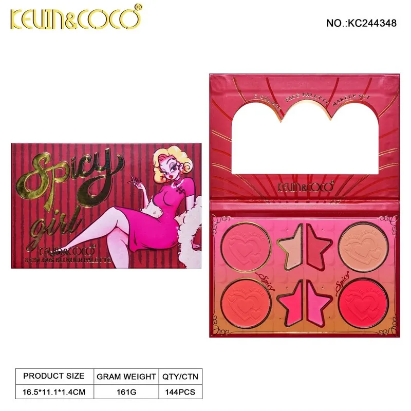 KEVIN&COCO Paleta de coloretes de 8 colores Spicy Girl