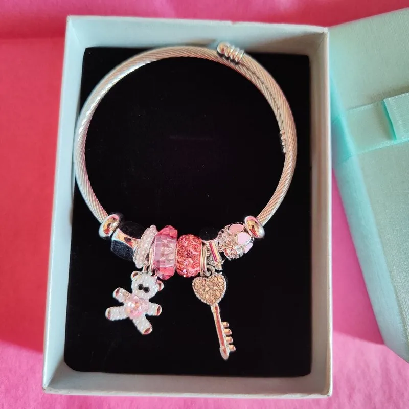 PULSERA INSP. PANDORA OSO ROSA