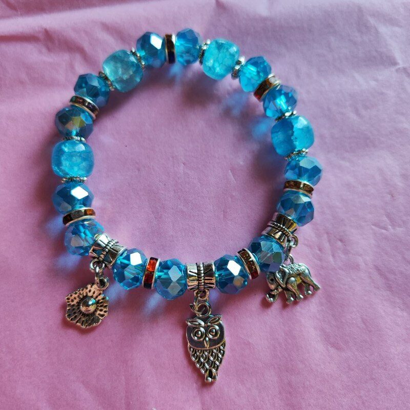 Pulsera CRISTAL TURCO AZUL ELEFANTE 8mm.