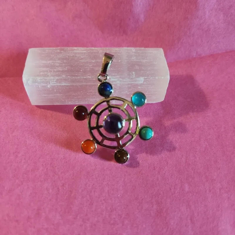 COLGANTE DE BISUTERÍA CON PIEDRAS DE CHAKRAS galaxia