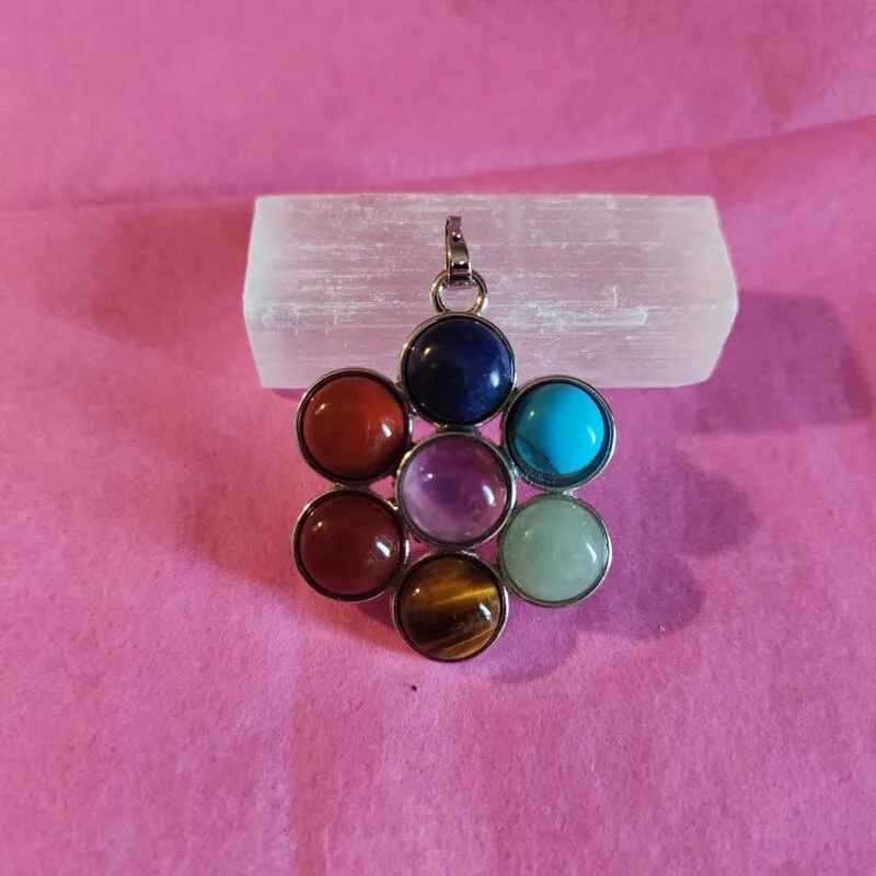 COLGANTE DE BISUTERÍA CON PIEDRAS DE CHAKRAS planetas