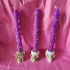 JUEGO PORTA VELAS CALAVERAS. PORTAINCIENSO O SAHUMERIO. VER, OIR Y CALLAR