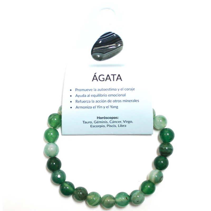 Pulsera Piedra Natural Ágata Verde 8 mm