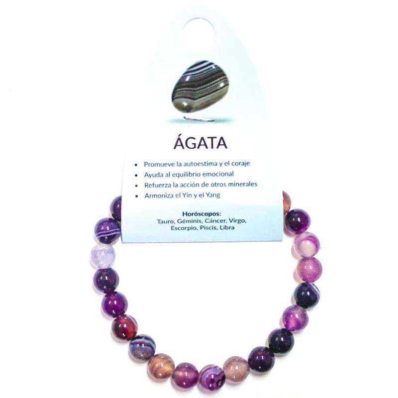 Pulsera Piedra Natural Ágata Morada 8 mm