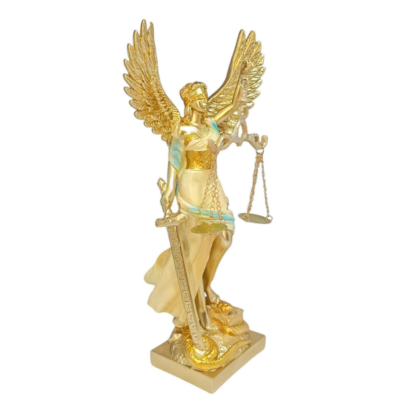 Figura En Resina Diosa De La Justicia Con Alas 29 Cms Apox Color Blanco Crema