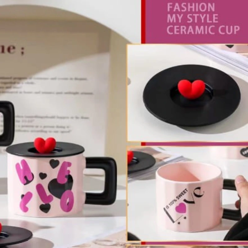 Taza TAZA CERAMICA HELLO LOVE LOVE CON TAPA DE SILICONA