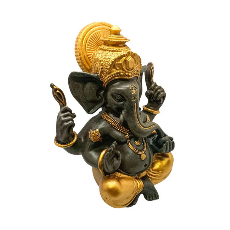 Figura Ganesha En Resina 25 Cms Aprox Color Gris