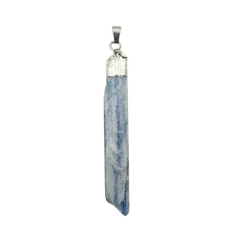 Colgante Piedra Natural Cianita Azul Engarzado Con Baño Metal 4 Cms Aprox (El tamaño y Forma puede ser ligeramente diferente a la foto)