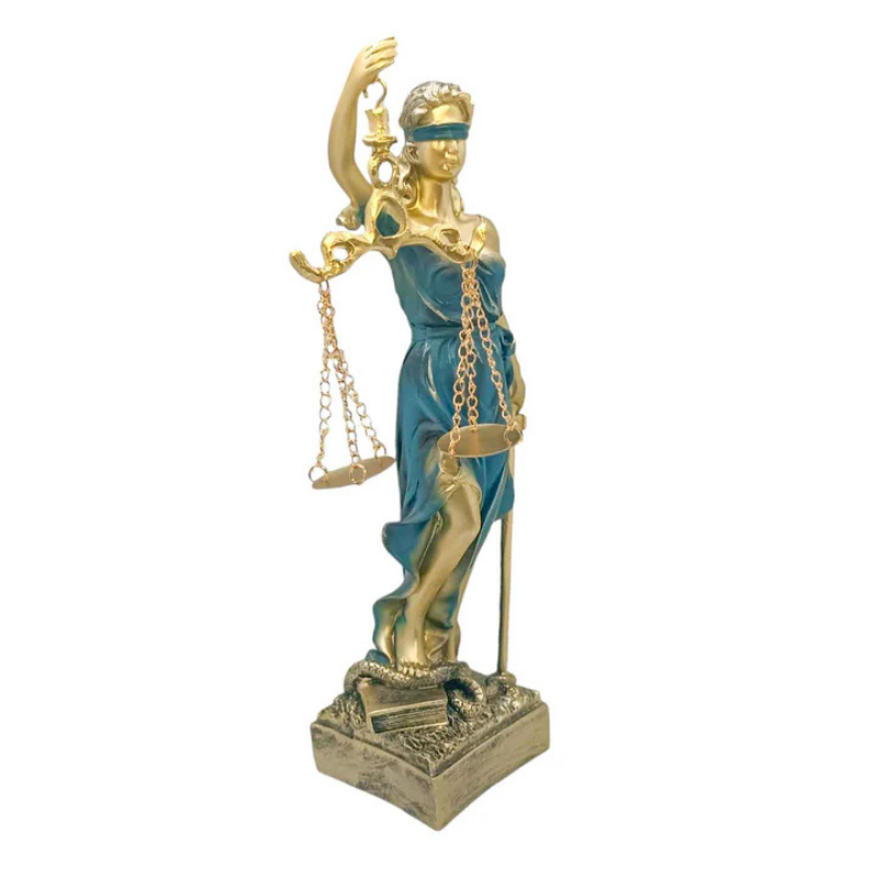 Figura En Resina Diosa De La Justicia 29x8 Cms Aprox Azul