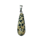 Colgante Lagrima Piedra Natural Jaspe Dalmata 28 mm Aprox Con En Metal