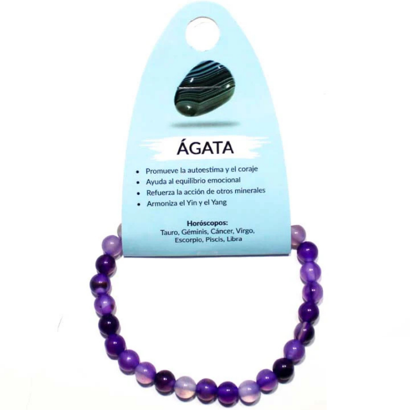 Pulsera Piedra Natural Ágata Morada 6 mm