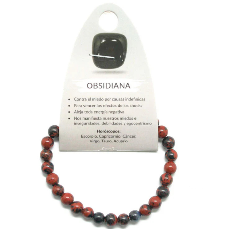 Pulsera Piedra Natural Obsidiana Caoba 6 mm