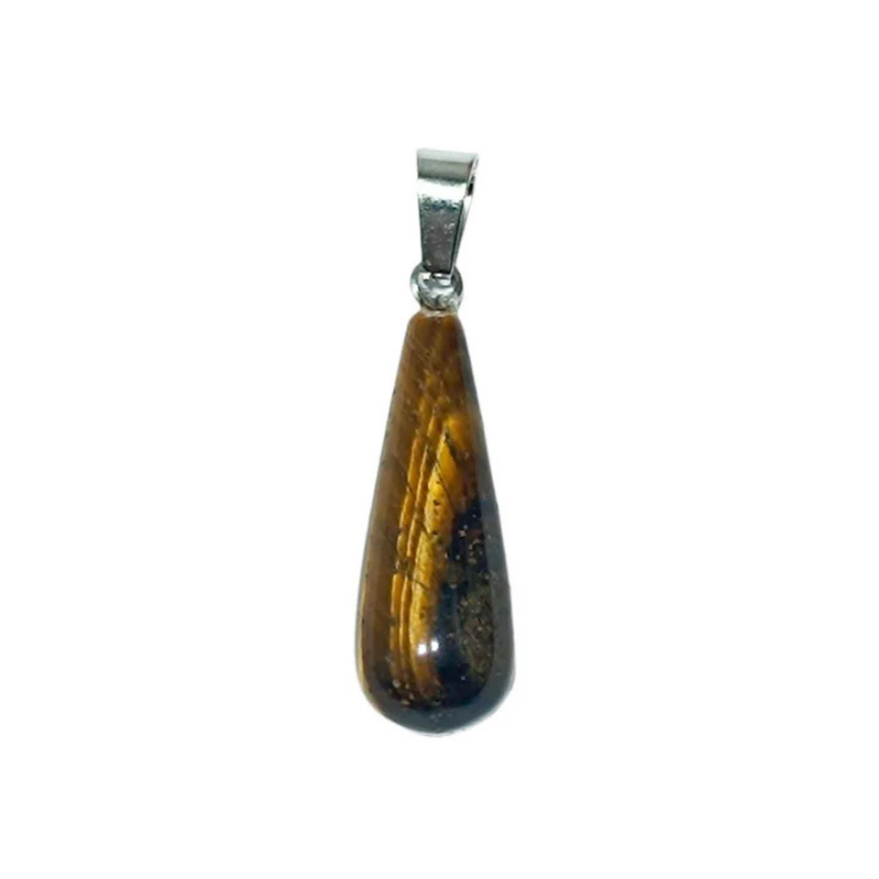 Colgante Lagrima Piedra Ojo De Tigre 28 mm Aprox Con En Metal