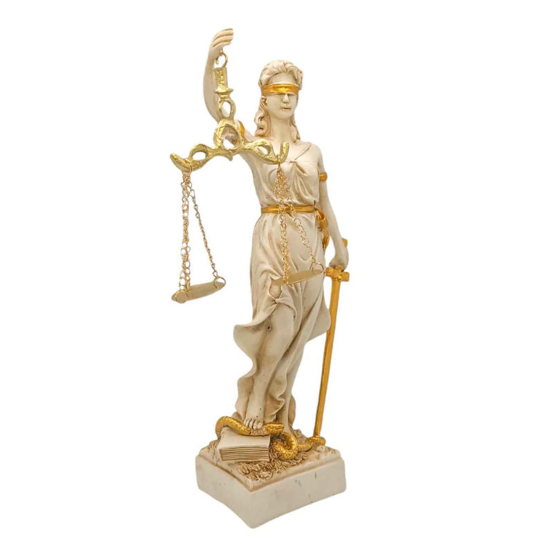 Figura En Resina Diosa De La Justicia 29x8 Cms Aprox Blanco