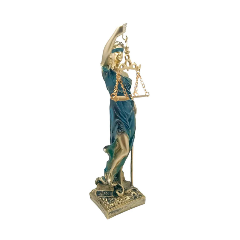 Figura En Resina Diosa De La Justicia 27x7 Cms Aprox Azul