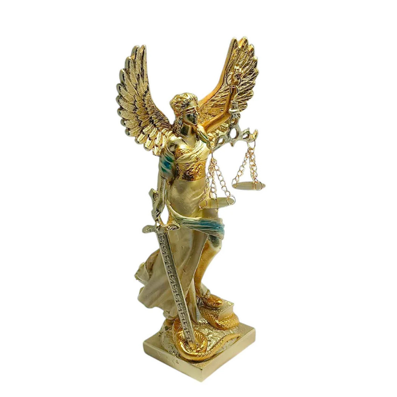 Figura En Resina Diosa De La Justicia Con Alas 25 Cms Apox Color Blanco Crema