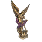 Figura En Resina Arcángel San Miguel 29 Cms Aprox En Color Morado