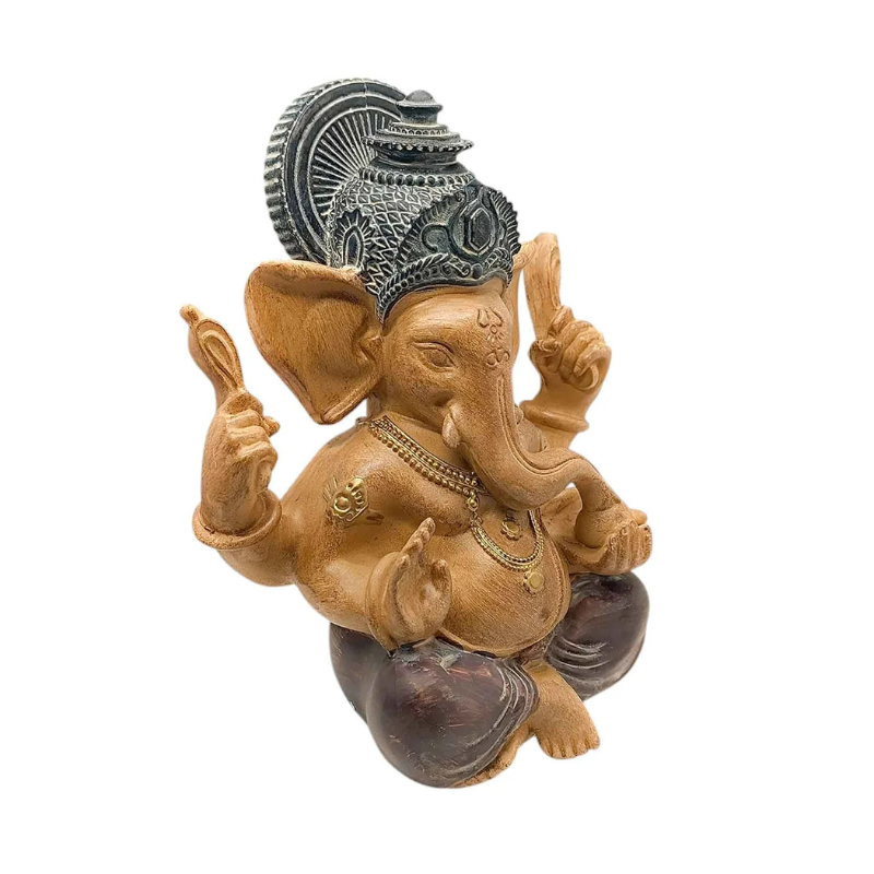 Figura Ganesha En Resina 25 Cms Aprox Color Marron