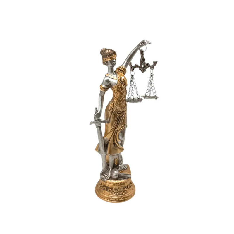 Figura En Resina Diosa De La Justicia 18.5 Cms Aprox Dorado/Plata