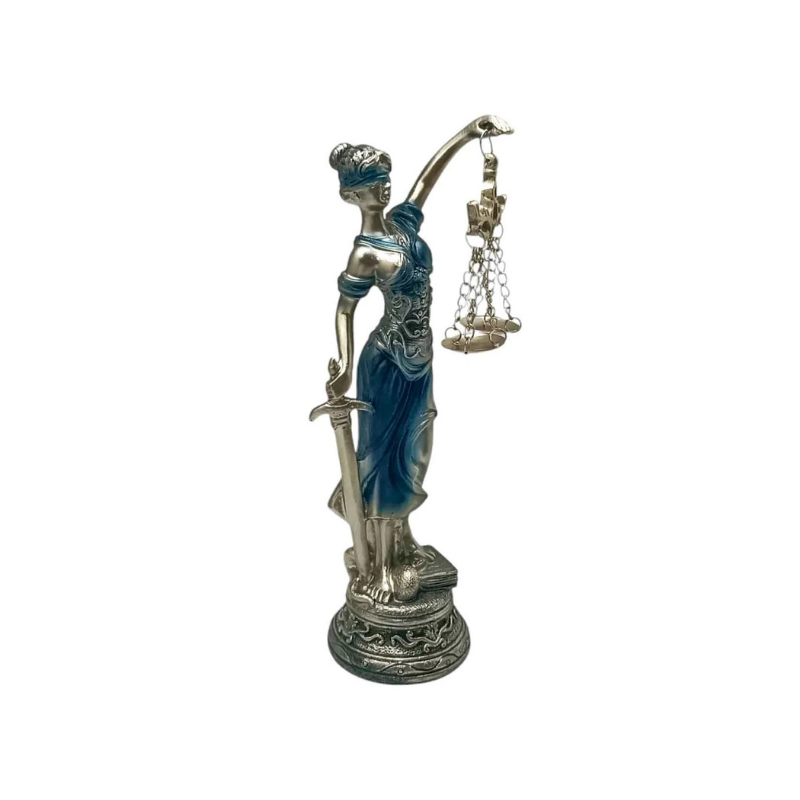 Figura En Resina Diosa De La Justicia 18.5 Cms Aprox Azul