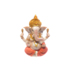 Figura En Resina Ganesha 15 Cms Aprox Color Rosa / Naranja