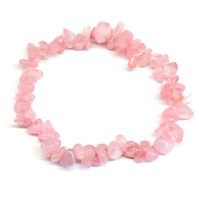 Pulsera de Chips de Cuarzo rosa