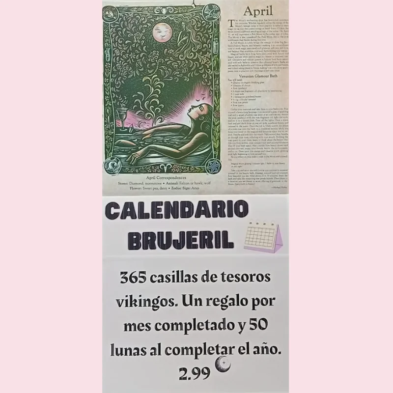 CALENDARIO BRUJERIL. 365 CASILLAS. PREMIO EXTRA AL COMPLETARLO.