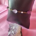 PULSERA DE 17 + 5 CM EN ACERO INOXIDABLE CON PIEDRAS NATURALES DE AMATISTA
