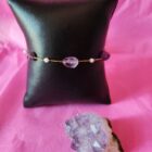 PULSERA DE 17 + 5 CM EN ACERO INOXIDABLE CON PIEDRAS NATURALES DE AMATISTA