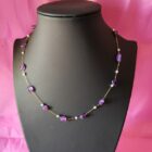 COLLAR FINO DE ACERO INOXIDABLE DE 41 + 4 CM CON PIEDRAS NATURALES DE AMATISTA
