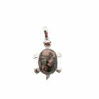 Colgante Tortuga En Metal Con Piedra Rodonita 3,5 Cms Aprox