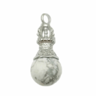Colgante Dorge / Vajra En Metal Con Piedra Howlite 4 Cms Aprox