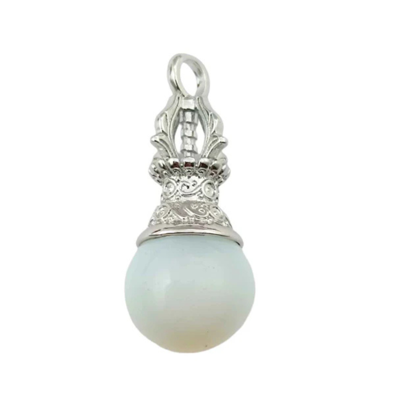 Colgante Dorge / Vajra En Metal Con Piedra Opalina Cms Aprox