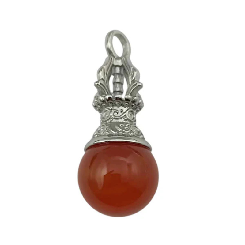 Colgante Dorge / Vajra En Metal Con Piedra Carneola Cms Aprox