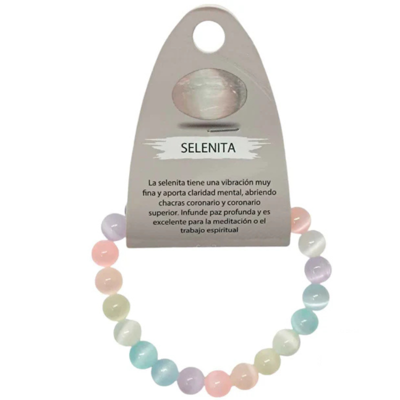 Pulsera Pulsera Piedra Selenita Bicolor 8 mm Colores Pastel