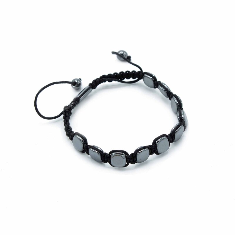 Pulsera Magnética Hematites Shamballa Cuadrado