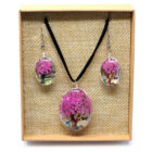 CONJUNTO Flores Prensadas ORGONITA. Arbol De La Vida Rosa brillante