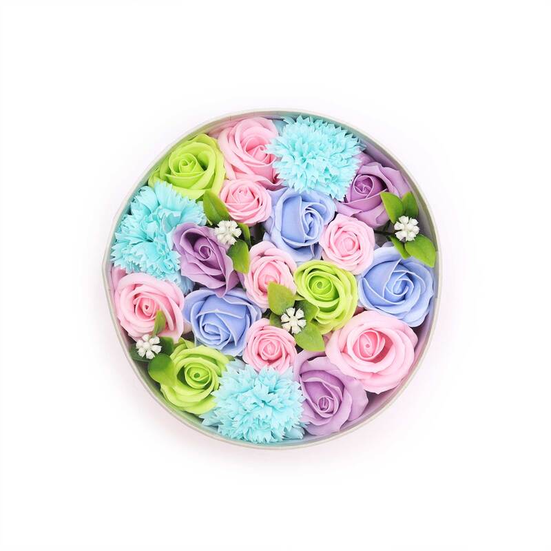 Flores de Jabón Caja Redonda Bendiciones Azules 19x8 cm