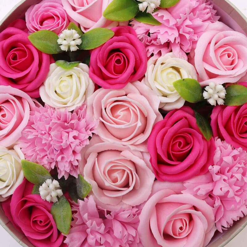 Flores de Jabón Caja Redonda Bendiciones ROSAS 19x8 cm