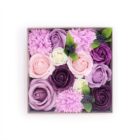 Flores de Jabón Caja Cuadrada Bendiciones Rosa Lavanda y Clavel 19x8 cm