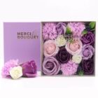 Flores de Jabón Caja Cuadrada Bendiciones Rosa Lavanda y Clavel 19x8 cm