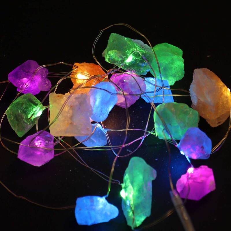 Luces LED Encantadas con Piedras Preciosas - Rocas Mixtas
