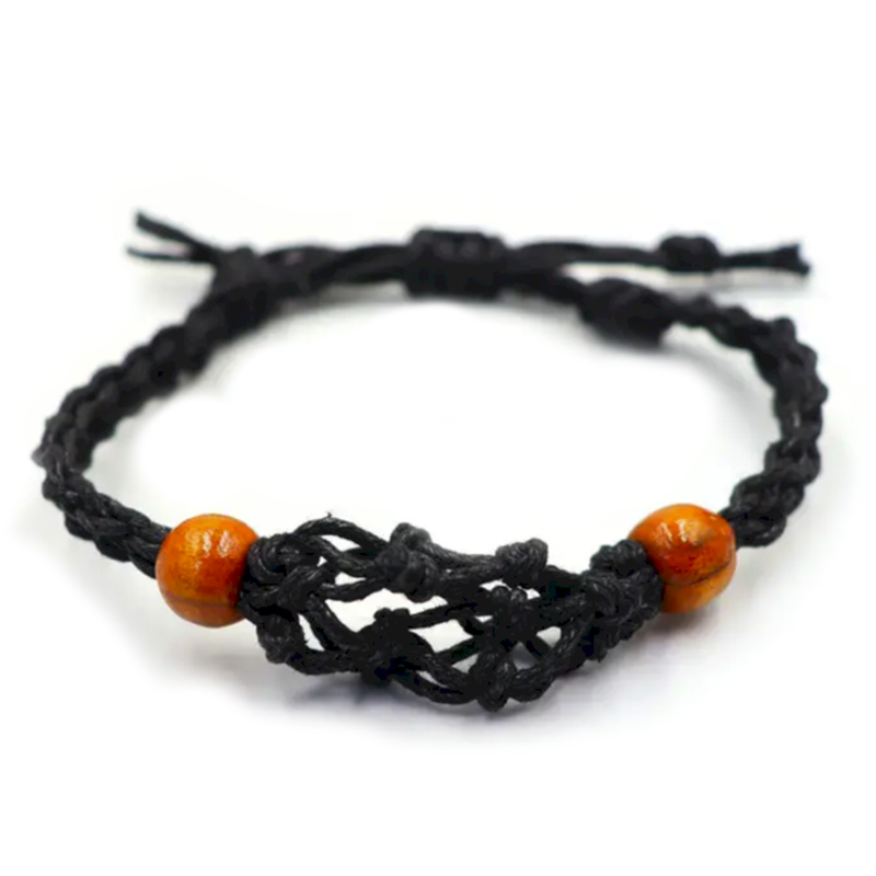 Pulsera de Macrame para Piedras Preciosas 20-28cm Negro