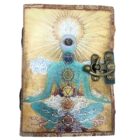 CUIADERNO GRIMORIO de Cuero Buda 7 Chakras. HOJAS DE PAPIRO