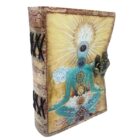 CUIADERNO GRIMORIO de Cuero Buda 7 Chakras. HOJAS DE PAPIRO